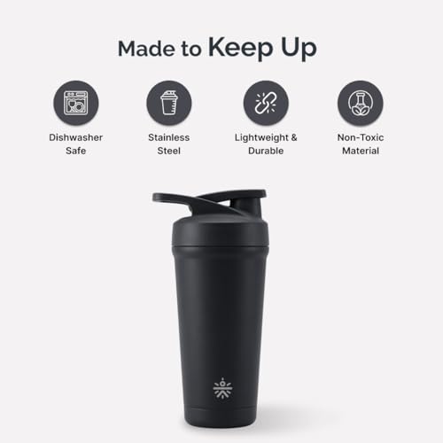 Image of CULT Steel Shaker with Bottom Opener 700ml | Leakproof Shaker for Gym & Protein Shaker Bottle | Stainless Steel Gym Shaker Bottle for Men & Women & Shaker Bottles (Black)