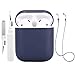 Produktbild Teyomi Hülle kompatibel mit AirPods 2. Generation mit Sport Strap, Schutzhülle kompatibel mit Apple Airpods 2 mit Reinigungsset, Silikonhülle kompatibel mit Airpods 1 2 Case (Mitternachtsblau)