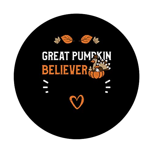 Pumpkin: Great Pumpkin Believer - Thanksgiving PopSockets Swappable PopGrip, Black - Image 3
