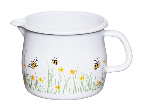 Riess, 0094-137, Schnabeltopf, Milchtopf, geb�rdelt, 12cm, 1.0L, LBH 18.7 x 13.5 x 11.3 cm, Gewicht 043kg, COUNTRY- BIENE, Emaille (0094-137)