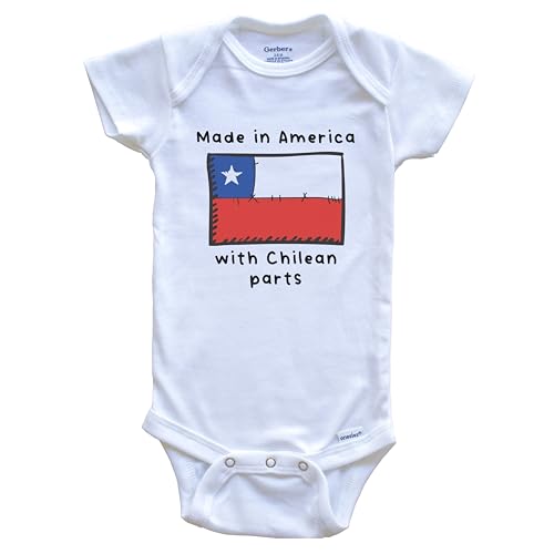 Made in America with Chilean Parts Chile Flag One Piece Baby Bodysuit