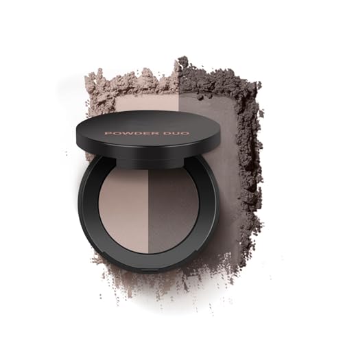 Eyebrow Powder Duo for Define & Filling, Long Lasting Eyebrow Kit Enhance Natural Eye Brows Blending Easily Daily Makeup for Women, Compact Eye Powder Palette with Mirror (Medium Brown)