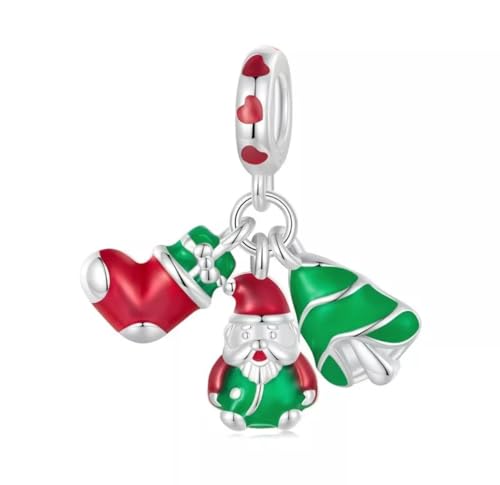Abalorio navideño de plata 925 que no causa alergias compatible con pulseras