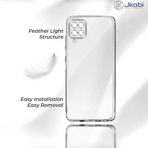 Image of Jkobi Back Cover for Samsung Galaxy A12 (Silicone Clear Shockproof Case with Camera Protection and Dust Plugs | Transparent)