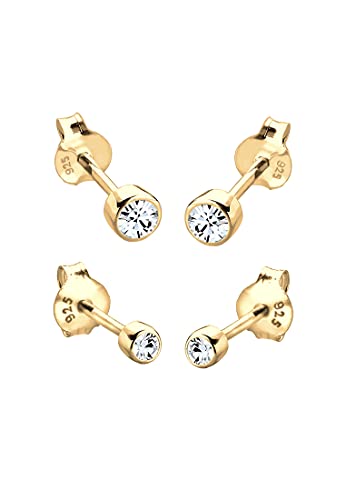 Elli Ohrringe Damen Ohrstecker 2er Set Basic mit Kristall in 925 Sterling...