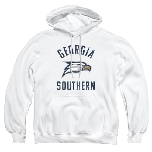 Georgia Southern University Official Eagles Logo Unisex Adult Pull-Over Hoodie,White, Large