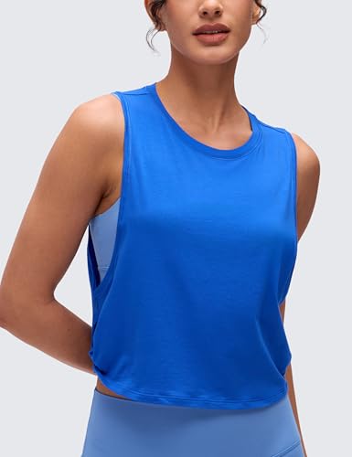 Image of CRZ YOGA Pima Cotton Dropped Armhole Tank | Workout, Naturally Soft, Loose Fit, Crop, Crewneck, Knotted Sides, Sleeveless Tops for Women