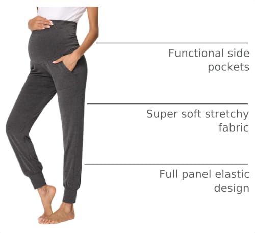 Image of fitglam Women's Maternity Pants Over Belly Lounge Pajamas Clothes Pregnancy Must Haves Joggers with Pockets