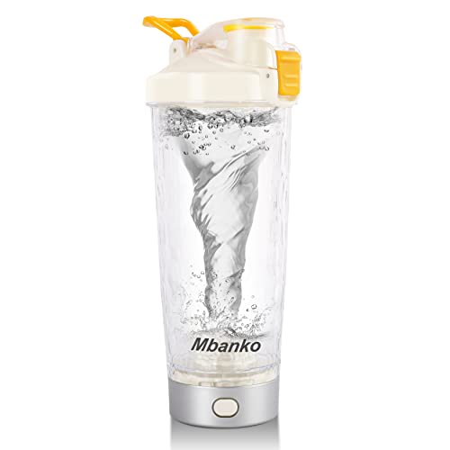 Electric Shaker Bottle of MBANKO,Premium Electric Protein Shaker Blender Bottles Made By ABS, Blender Bottles Electric Shaking Protein Powder Smooth and Even<White>