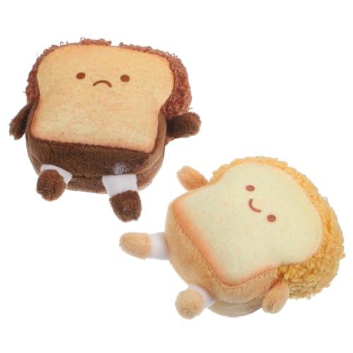 CIYODO 2Pcs Adorable Toast Plush Keychain Pendant Cute Cartoon Bread Doll for Backpack and Bag Accessories