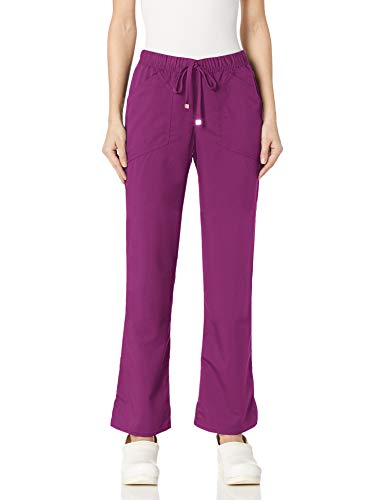 HeartSoul Scrubs Women's Head Over Heels Drawn to You Low Rise Drawstring Pant, Wine, Small Tall