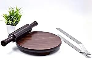 UNICAN Handcrafted Sheesham Wooden Pure Rosewood Wooden Chakla Belan Rolling Pin Board Roti Maker Chakla Belan Chapati chakla for Home Hotel Dhaba Restaurant Kitchen Use (9Inch) (CBP- VDKS)