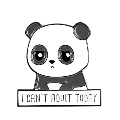 Broche panda rouge I Can'T Adult Today, Métal Zinc Acrylique
