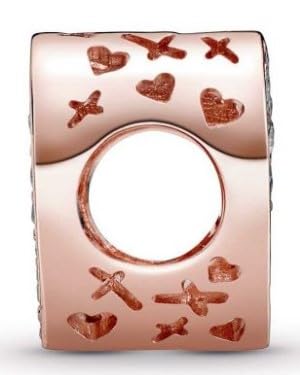 Rose Gold Sterling Silver CZ Clear Sparkling Freehand HeartBead charm Fits Pandora and European style Bracelets3