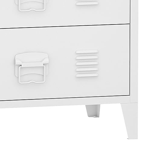 Cassettiera HäMeenlinna Comò In Acciaio Con 4 Cassetti 92 X 80 X 40 Cm Bianco [En.Casa] - 9