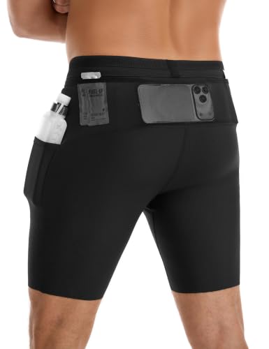Running Compression Shorts Men Biker Shorts with Pockets for Workout Gym