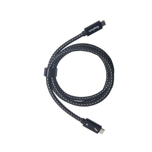 Sophon Câble Thunderbolt 4 & USB4 Type-C, Ligne Coaxiale 16 Cœurs/8 Brins, 8K@60Hz, Double 4K@60Hz, VRR 4K@144Hz, Transfert 40Gbps, Charge Rapide 5A/20V, Nylon Tressé Durable (1M)