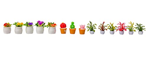 Birostiana Miniature Dollhouse Accessories 14 Pieces Miniatures Plants Flowers Bonsai Greenery Ornament For Dollhouse Fairy Garden Landscape Diy Decor Craft #TOP4