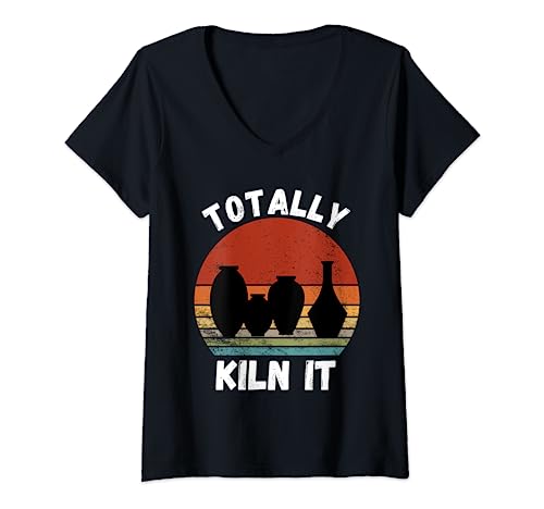 Mujer Cerámica vintage Totally Kiln It Retro Pottery Amante de la cerámica Camiseta Cuello V