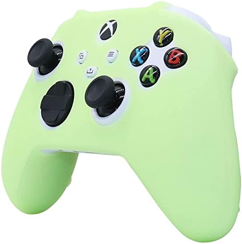 HLRAO Glow in the dark Silicone Cover Skin for Xbox Series X Controller, Anti-slip Soft Rubber Case Protector for Xbox Series S Controller with 6 Thumb Grip Caps Glow in the dark.