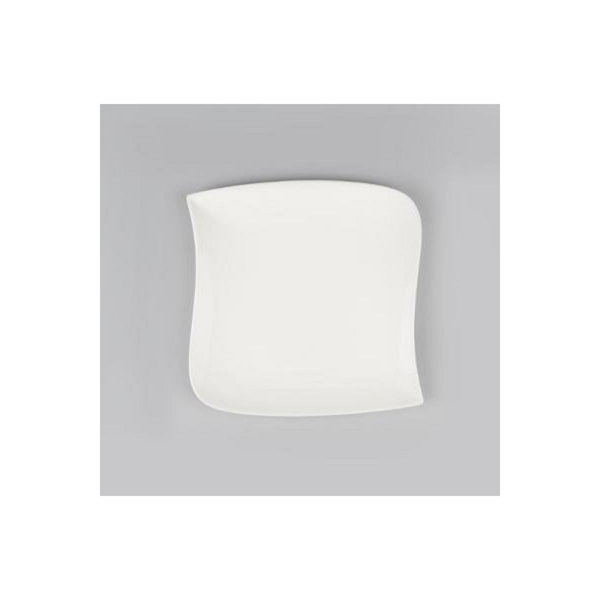 Secret de Gourmet - Lot de 6 Assiettes Plates Carrées Vague 25cm Blanc