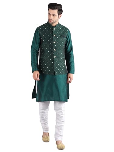 Image of Uri and MacKenzie Men's Silk Blend Kurta Pajama with Designer Ethnic Nehru Jacket /Modi Jacket
