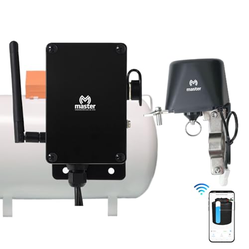 Master Medidor de Gas para Tanques Estacionarios con Válvula Controla Suministro y Sensor Inteligente Detecta Fugas Compatible con Alexa Cierra de Forma Remota el Suministro de...