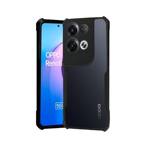Image of AIBEX Crystal Clear Back Cover Case for Oppo Reno 8 Pro 5G | 360 Degree Protection | Shock Proof Design | Transparent Back Cover Case (PC & TPU, Black Bumper)
