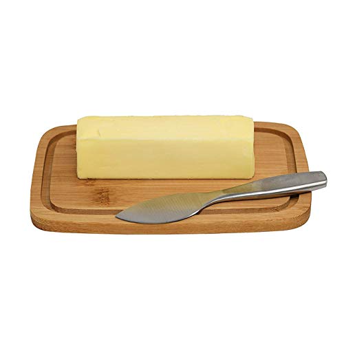 Bamboo Butter Dish, Butter Keeper Holds 2 Sticks of Butter, Serving Tray