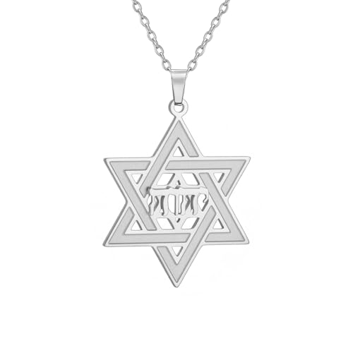 EUEAVAN Tetragrammaton naszyjnik z gwiazdą Dawida Yhvh Yhwh Jehwah Jahwe hebrajski naszyjnik żydowska gwiazda naszyjnik biblijne imiona Boga wisiorek Izrael żydowska biżuteria Chanuka błogosławione