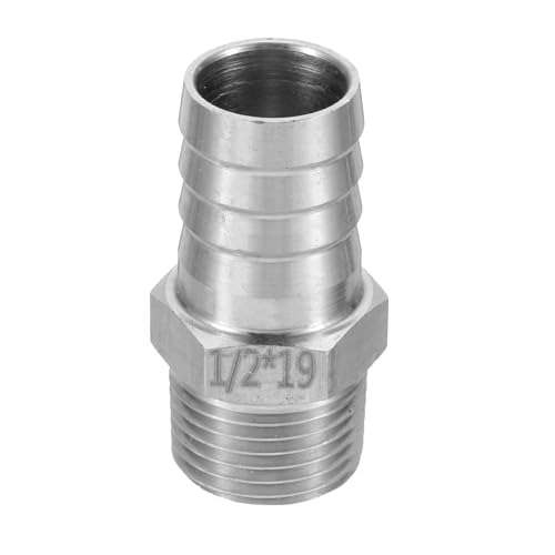 Image of sourcing map Stainless Steel Barbed Fitting 1/2" NPT Male to 3/4" Hose ID for Brew Pipe Fitting Direct Thread Tower Connector Durable Construction