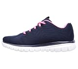 Skechers Graceful Get Connected Regular, Zapatillas Mujer, Navy Mesh Pink Trim, 39 EU