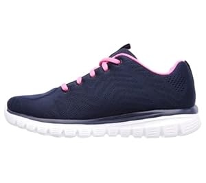 Skechers Women's Graceful Get Connected Sneaker, Navy Mesh Hot Pink Trim, 4 UK