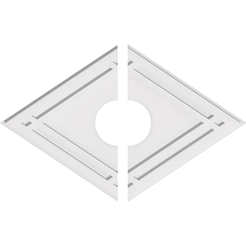 Image of Ekena Millwork CMP36X24DD2-07000 Diamond Architectural Grade PVC Contemporary, Two Piece Urethane Ceiling Medallions 36 inchW x 24 inchH x 7 inchID x 12 3 /4 inchC x 1 inchP