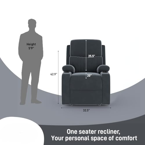 Image of Amazon Brand - Solimo Orleans | Single Seater Sofa Recliner | Manual Recliner (Velvet Grey)