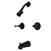 Kingston Brass KB245AL Twin Handle Tub and Shower Faucet with Decor Lever Handle, Oil Rubbed Bronze
