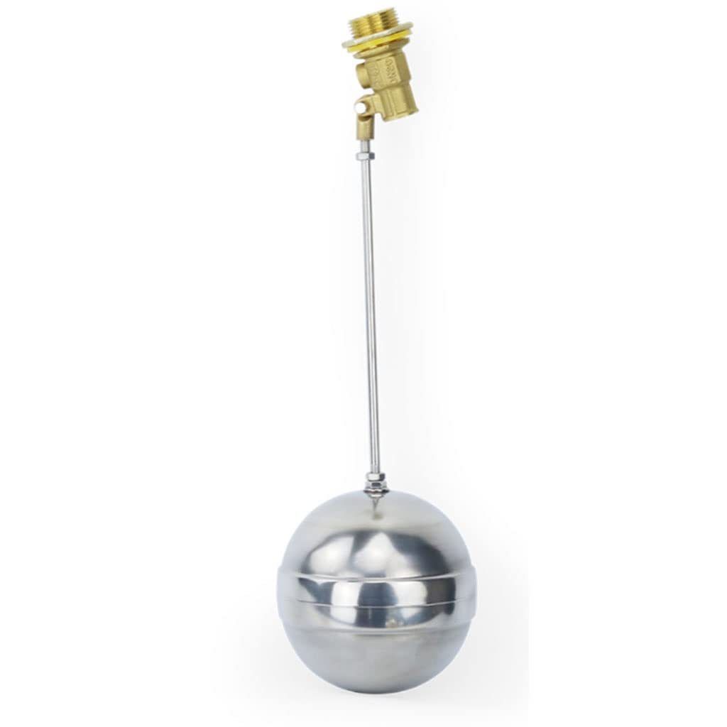 válvula de bola para el tanque de agua， Válvula de flotador de latón for agua fría y caliente (1/2", 3/4" y 1"), grifo esférico de giro esférico for tanque de agua caliente, acero inoxidable 201(2pcs,