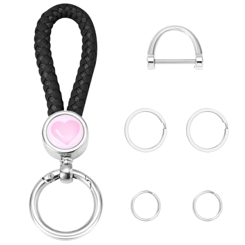Weixiltc Braided Rope Keychain, Car Key Chain Holder with 4 Key Ring and Anti-Lost D Ring, Personalized Gift for Women