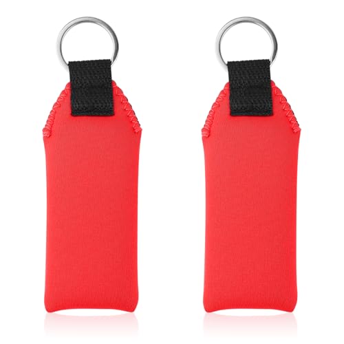 Gosknor 2 Stück Schwimmender Schlüsselanhänger, Leichter Wasserdichter Neopren-Schlüsselanhänger Schwimmfähig für Surfbretter Boote Wassersport im Freien (Rot)