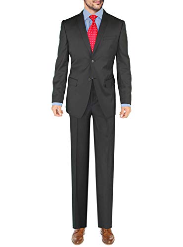 Giorgio Eleganz Men's Trim Modern Fit Suit 2 Button Charcoal