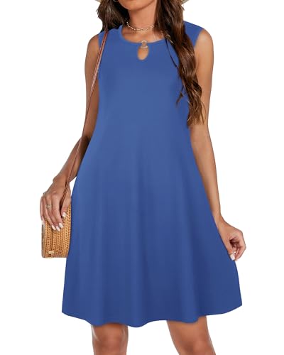 Image of Summer Dresses for Women 2026 Casual Sleeveless Sundress Floral Loose Fit Beach Cover Up with Pocket