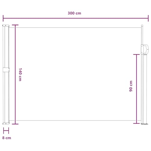 Store latéral extensible contre le vis-à-vis 300 x 140 cm imperméable et traité UV - 8