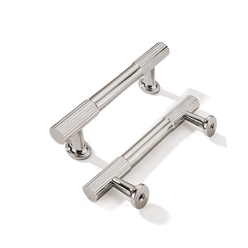 khtumeware 3 Inch Hole Center 5 Pack Polished Nickel Heavy Duty Solid Cabinet Pulls, Kitchen Drawer Handles, for Dresser cabinets, cabinets, Door cabinets, Hardware