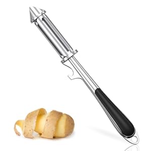 Alyvisun Universal Potato Peeler for Kitchen, 3 in 1 Peeler/Julienne Slicer/Bottle Opener, Sharp Vegetable and Fruit Peeler with Swivel Blade and Ergonomic Handle, Zinc Alloy