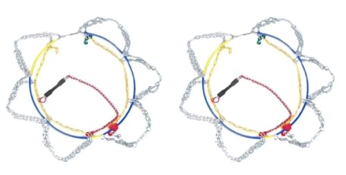 Image of Oshotto 12mm Snow Chain Metal Alloy Snow Chain Anti Skid Tire Chain Compatible with Mahindra Scorpio - Set of 2