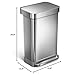 simplehuman 45 Liter / 12 Gallon Rectangular Hands-Free Kitchen Step Trash Can with Soft-Close Lid, Brushed Stainless Steel