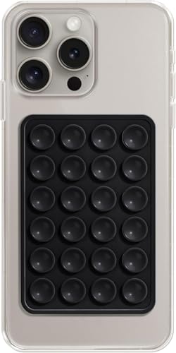 Image of 2-Pack Silicone Suction Phone Holders - Hands-Free Phone Mount for Mirror, Shower, Glass - Strong Grip Sticker Case for Watching Videos, FaceTime, and More - Black