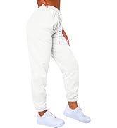 Waitfairy Womens High Waisted Sweatpants Drawstring Jogger Sweat Pants Cinch Bottom Workout Trousers