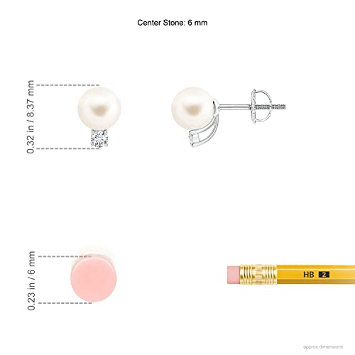 Angara Freshwater Cultured Pearl Solitaire Stud Earrings For Women, Girls In 14K White Gold (Grade-Aaa | Size-6Mm) | June Birthstone Jewelry Gift For Her | Birthday | Wedding | Anniversary #TOP1