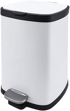 Trash Can Stainless Steel Trash Can,Controlled Smell Pedal Garbage Bin for Kitchen Office,Silent Gentle Open Close 3.2 Gallon Garbage Can Wastebasket